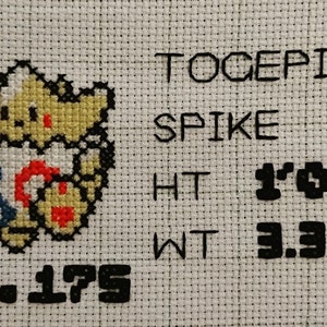 Togepi Pokedex Cross Stitch Pattern