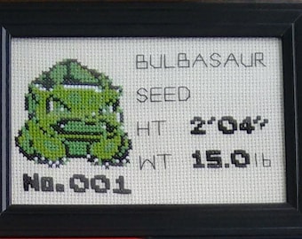 Bulbasaur Pokedex Cross Stitch Pattern