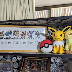 Patrón de punto de cruz Pokedex de Eeveelutions