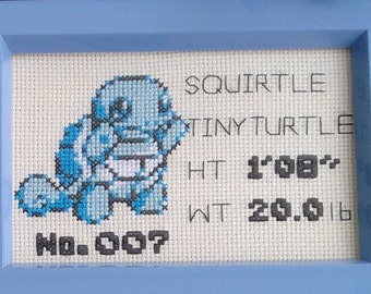 Squirtle Pokedex Cross Stitch Pattern