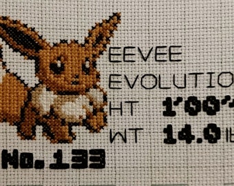 Eevee Pokedex Cross Stitch Pattern