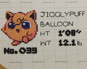 Jigglypuff Pokedex Cross Stitch Pattern