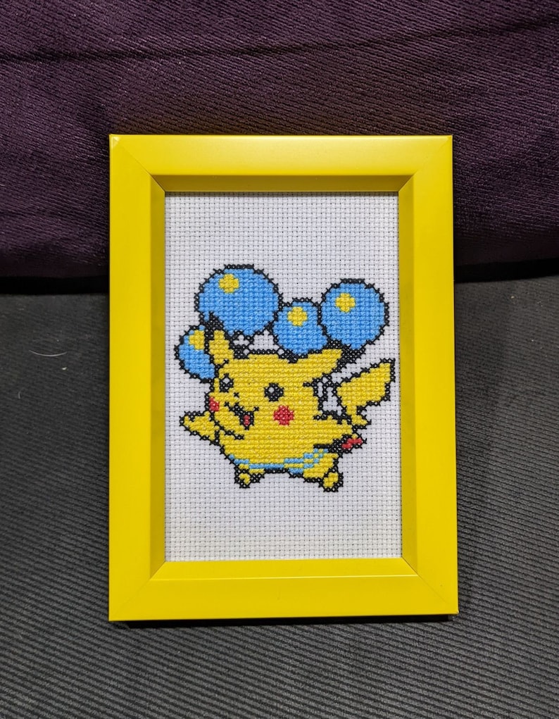Happy Birthday Pikachu Cross Stitch Pattern image 1