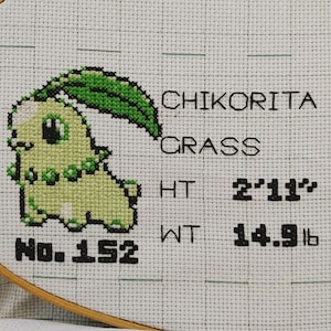 Chikorita Pokedex Cross Stitch Pattern