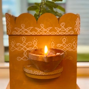Handmade Tulasi Planter for 4” pots | Indian Puja Decor