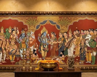Srinivasa Kalyanam Art | resin sealed | wood frame | 20 x 10 inches
