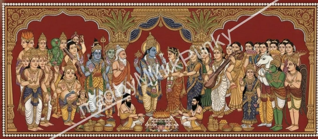 Srinivasa Kalyanam Art Print | Tirupati Balaji Wedding Decor (instant ...