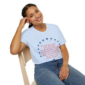 Declaration of Independence Text T-Shirt | Patriotic Quote Stars