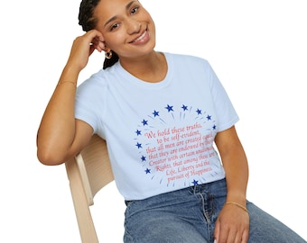 Declaration of Independence Text T-Shirt | Patriotic Quote Stars