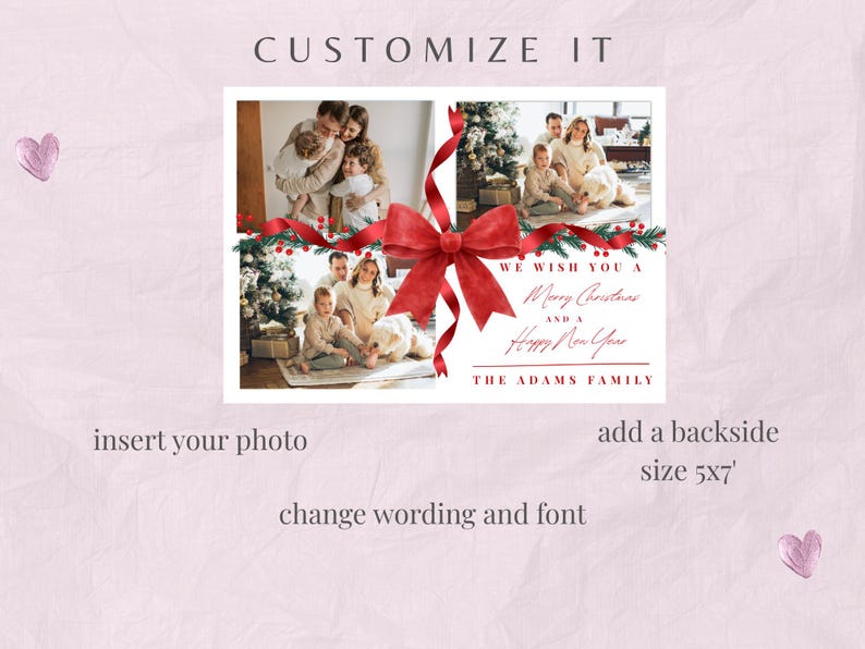 Editable Christmas Photo Card Template – Family Holiday Card (digital ...