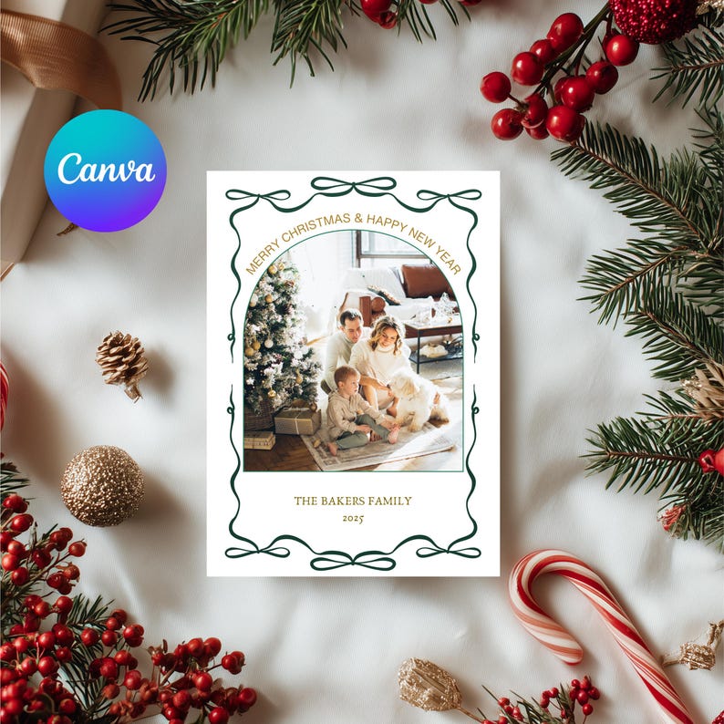 Editable Christmas Photo Card Template, Modern Family Holiday Card (PDF ...