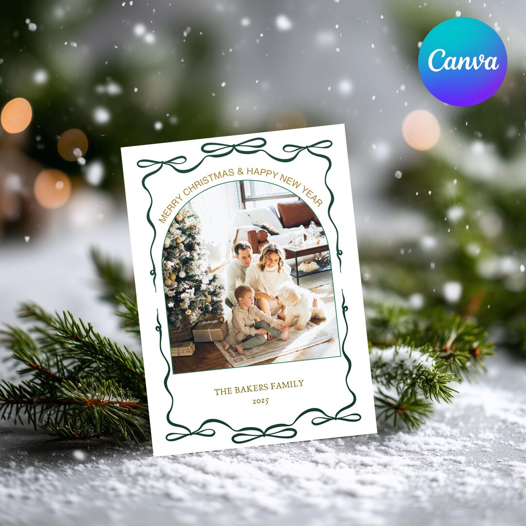 Editable Christmas Photo Card Template, Modern Family Holiday Card (PDF ...