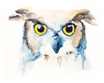 Owl  Painting, a print of my original watercolor painting