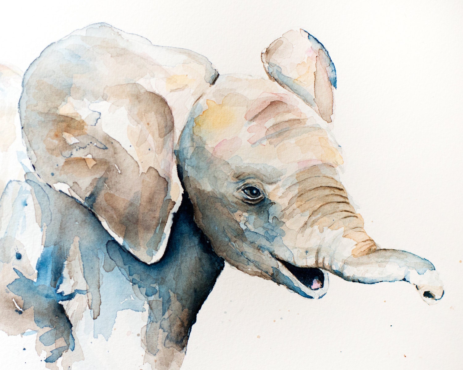 Original Baby Elephant Nursery painting print 10x8 Wall Art Etsy