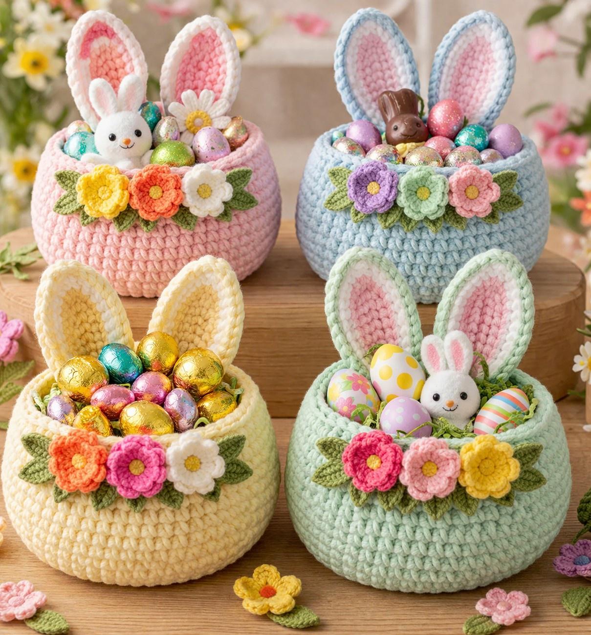 Easter Bunny Basket Crochet Pattern PDF, Amigurumi Egg Holder & Candy ...