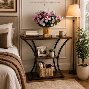 3 Tier Console End Table with Open Shelves, Narrow Entryway Table, Rustic Hallway Accent Table, Sofa Table, Entry Storage Display Shelf