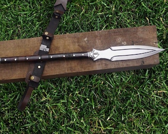 Handmade Viking-Inspired Carbon Steel Spear – 35" Total Length | Decorative Rosewood Handle | Unique Historical Replica