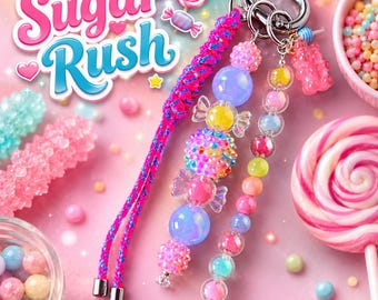 Handmade Candy Bag Charm | Sparkly Beaded Keychain, Pastel Kawaii Accessory