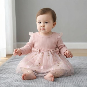winter baby girl dresses Cute Embroidery Baby Girl Winter Puffy Dress Toddler Birthday Christmas Princess Dress, Red / 2-3 Years (100cm)