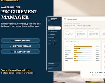 Offline-Baubeschaffungsmanager, Budget-Tracker für Bauherren (Digitaler Download)