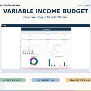 Variable Income Budget Spreadsheet, Freelancer Cash Flow Planner, Irregular Income & Buffer Tracker