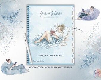 Digital Reading Journal | Interactive PDF GoodNotes Notability Noteshelf | Reading Journal Digital Planner