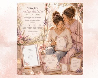 Digital mor-dotter-dagbok | Interaktiva PDF GoodNotes | Mor-dotter-dagbok att fylla i | Minnen, självförtroenden, delade minnen | Bonusklistermärken