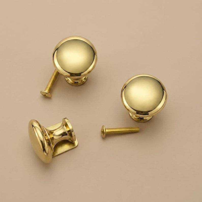 Solid Brass Cabinet Knobs, Polished Gold Drawer Pulls, Modern Luxury Hardware image 15
