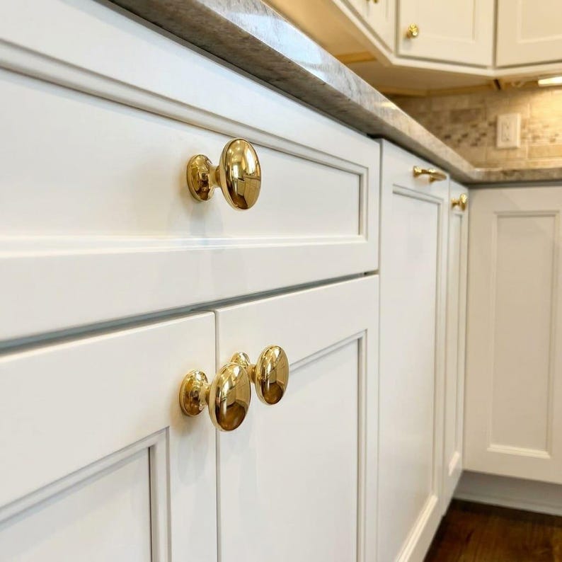 Solid Brass Cabinet Knobs, Polished Gold Drawer Pulls, Modern Luxury Hardware image 2