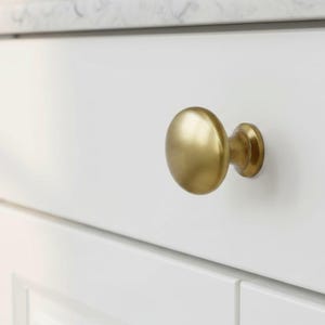 Unlacquered Brass Oval Cabinet Knob, Solid Drawer Pull, Antique Gold Furniture Handle