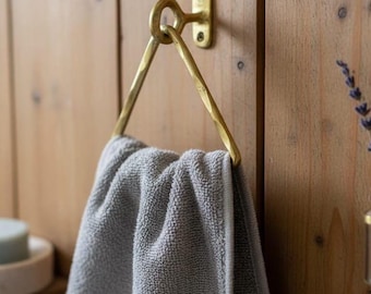 Brass Towel Holder: Minimalist Wall Mounted Geometric Hand Towel Rack Gold Organizer