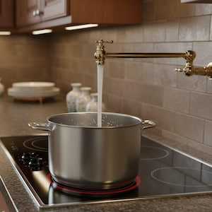 Grifo de pared de latón sin lacar para llenar ollas, grifo de cocina con brazo giratorio plegable