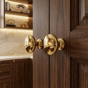Solid Brass Cabinet Knobs, Polished Gold Drawer Pulls, Modern Luxury Hardware image 3