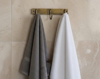 Brass Wall Hook Rack – Handmade Towel Holder, Vintage Moroccan Coat Hanger, Bathroom Wall Hooks, Rustic Entryway Organizer