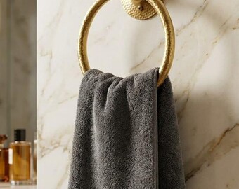 Solid Brass Towel Ring: Vintage Bathroom Hardware, Wall Mounted