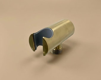 Unlacquered Brass Shower Holder, Solid Brass Handheld Bracket, Wall Mount Support, Vintage Bathroom Hardware
