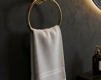 Solid Brass Towel Ring: Vintage Bathroom Hardware, Wall Mounted