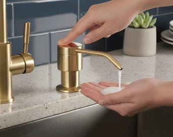 Unlacquered Brass Soap Dispenser, Brushed Gold Built-In Sink Pump Accessory