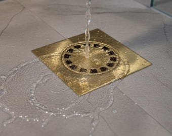 Square Solid Brass Shower Drain - Antique Brass Finish, Modern Bathroom Hardware