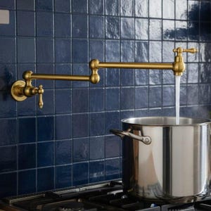 Grifo de latón sin lacar para llenar ollas – Grifo de cocina de brazo oscilante para montaje en pared