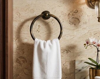 Solid Brass Towel Ring: Vintage Bathroom Hardware bronze , Wall Mounted