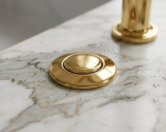 Unlacquered Brass Air Switch Kit, Vintage Gold Sink Button, Kitchen Counter Control
