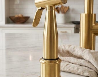 Solid Brass Kitchen Faucet Side Sprayer – Brushed Finish Replacement Head
