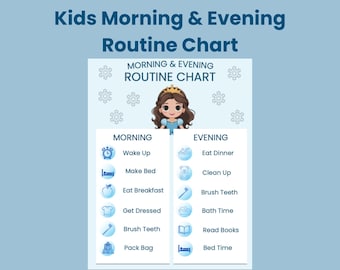 Tabla de rutinas matutinas y vespertinas para niños imprimible / Horario visual para niños / Rutina para niños pequeños / Tabla de rutina diaria editable / Descarga instantánea