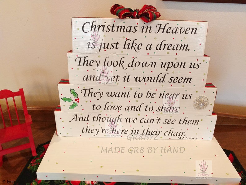 Christmas in Heaven Sign Holiday Centerpiece Wooden Memorial Sign Table Centerpiece In Loving Memory Sign Remembrance Sign image 9