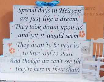 Special Days  in Heaven Sign - Everyday Centerpiece - Wooden Memorial Sign - Table Centerpiece - In Loving Memory Sign - Remembrance Sign