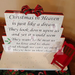 Christmas in Heaven Sign Holiday Centerpiece Wooden Memorial Sign Table Centerpiece In Loving Memory Sign Remembrance Sign image 5