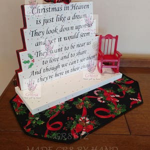 Christmas in Heaven Sign Holiday Centerpiece Wooden Memorial Sign Table Centerpiece In Loving Memory Sign Remembrance Sign image 2
