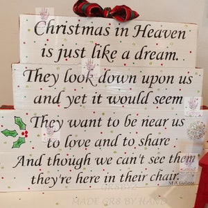 Christmas in Heaven Sign Holiday Centerpiece Wooden Memorial Sign Table Centerpiece In Loving Memory Sign Remembrance Sign image 6