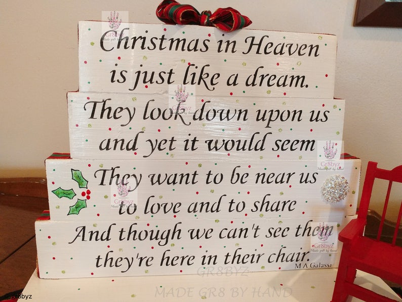 Christmas in Heaven Sign Holiday Centerpiece Wooden Memorial Sign Table Centerpiece In Loving Memory Sign Remembrance Sign image 6